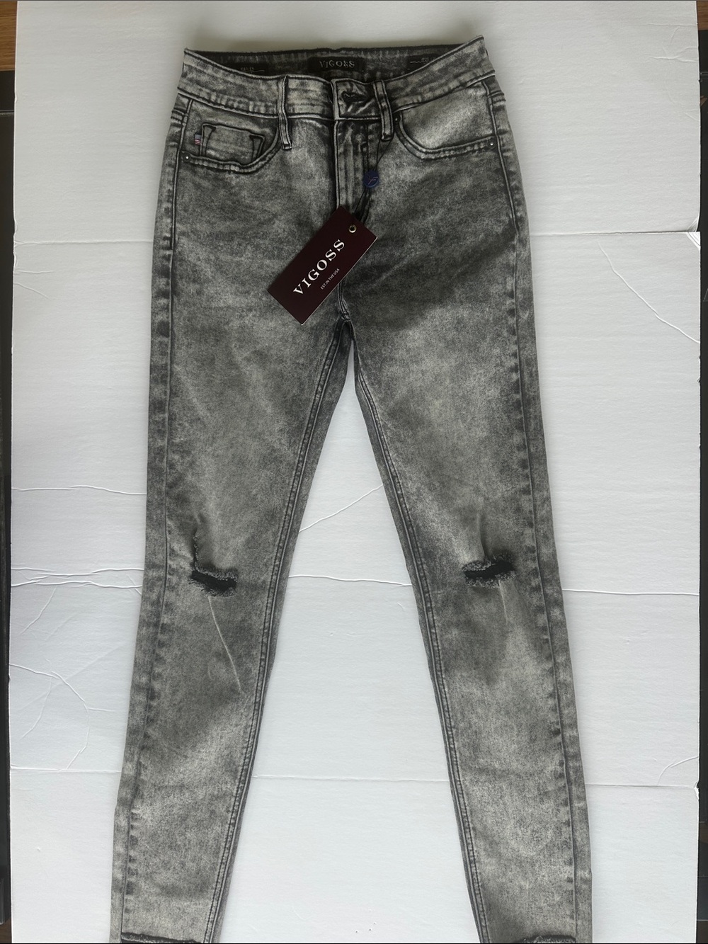 Vigoss Women’s Acid-Wash Black Skinny Jeans